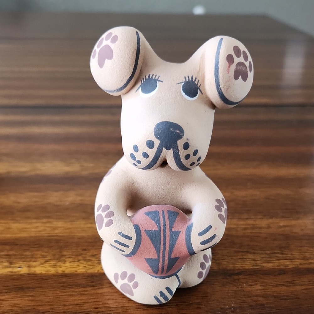 Native American Jemez Pueblo Pottery Dog Figurine